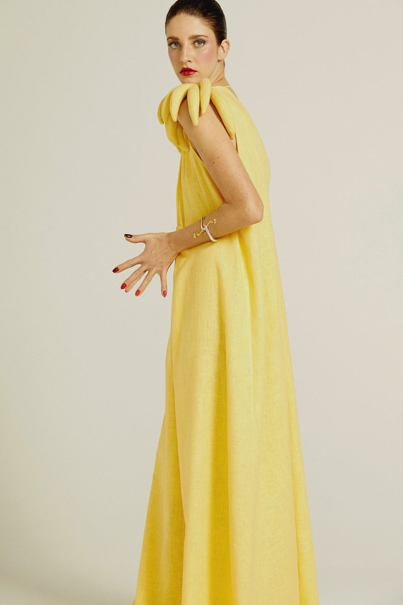 white christmas dresses Women's Banana Long Dress with Bananas Detail | Color: Yellow