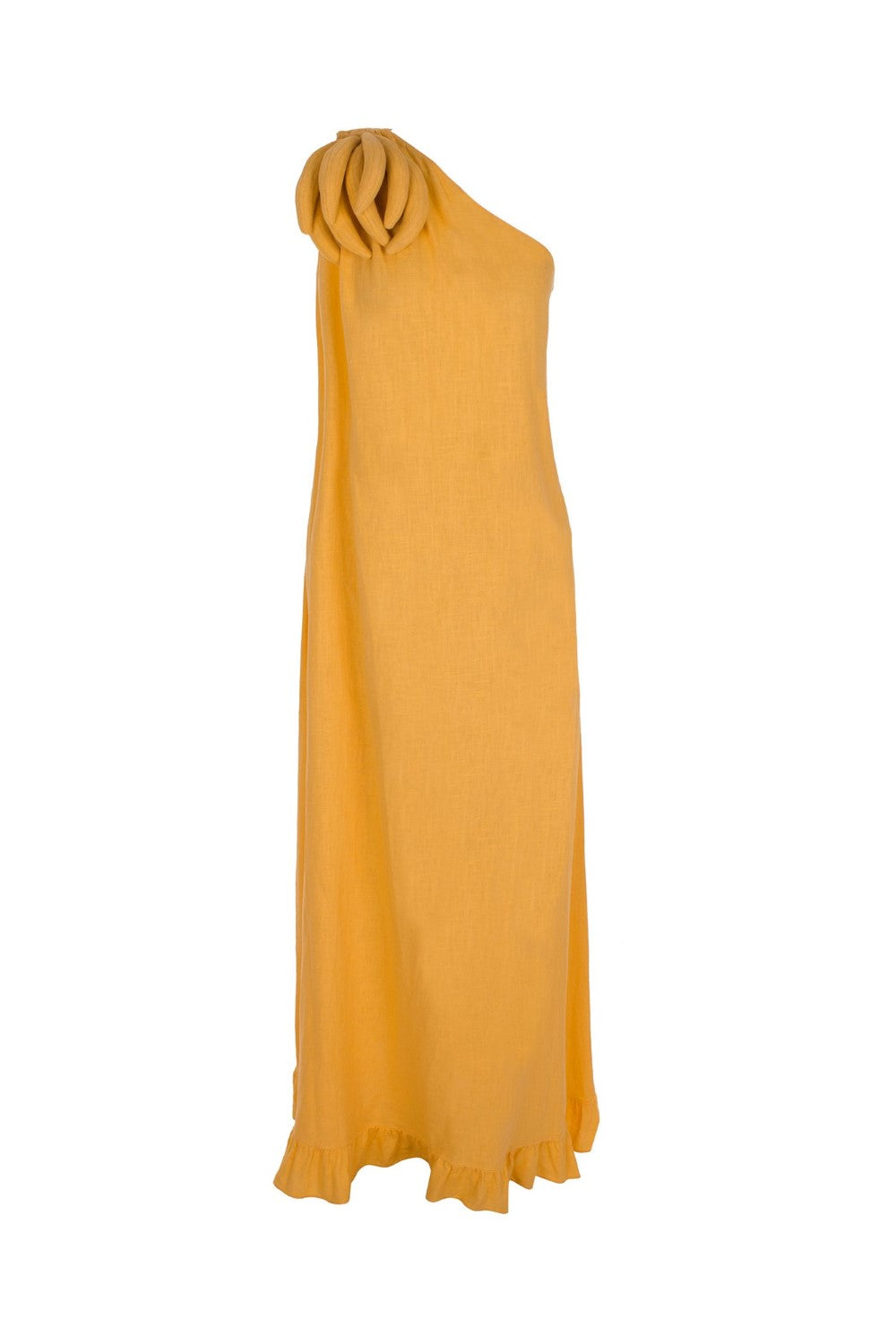 Banana One Shoulder Long Dress with Bananas Detail Product Front