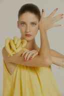 Banana One Shoulder Long Dress with Bananas Detail