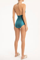 Bicolor Halterneck Swimsuit Back
