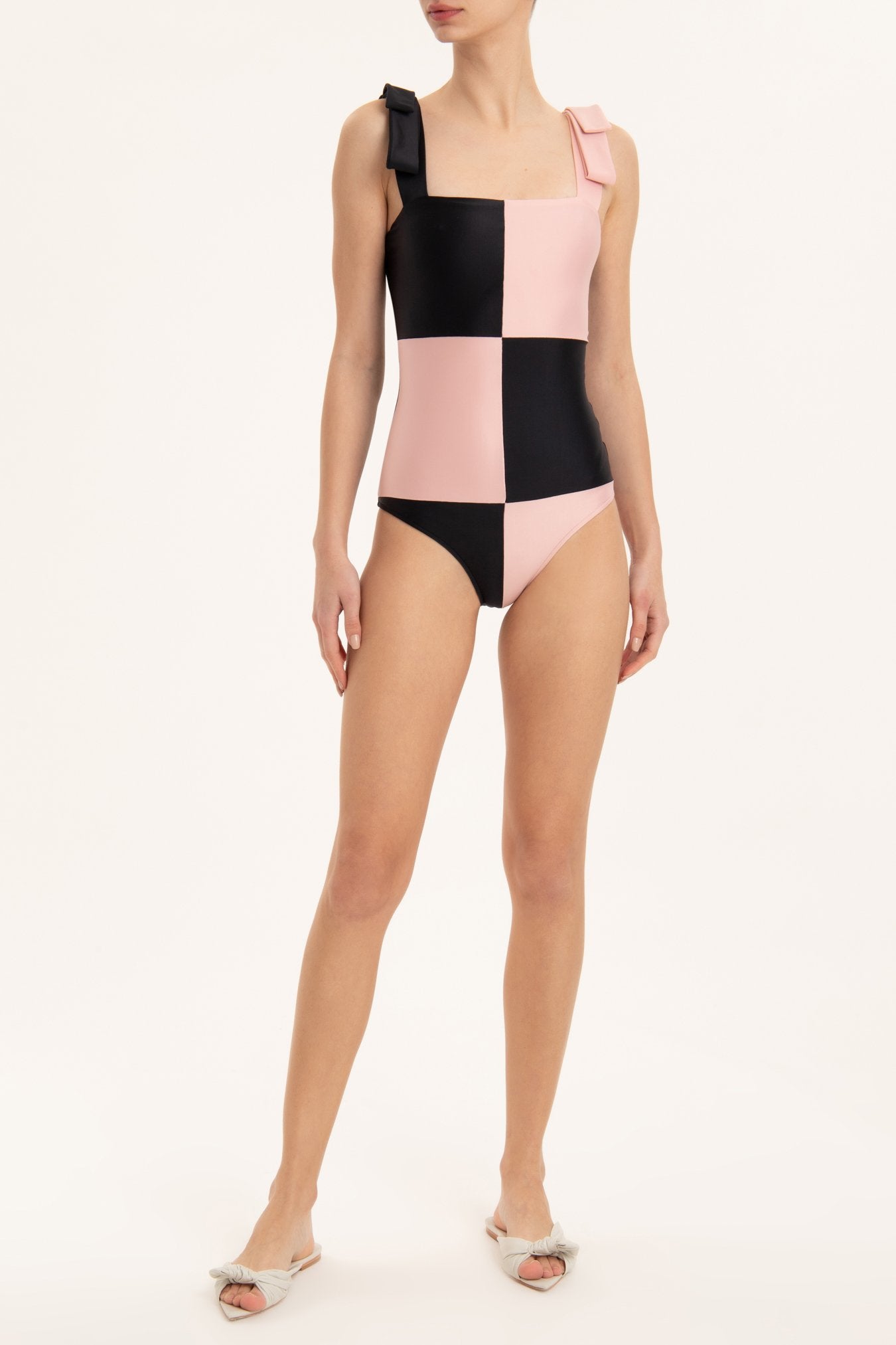 Bicolor Swimsuit With Straps Front