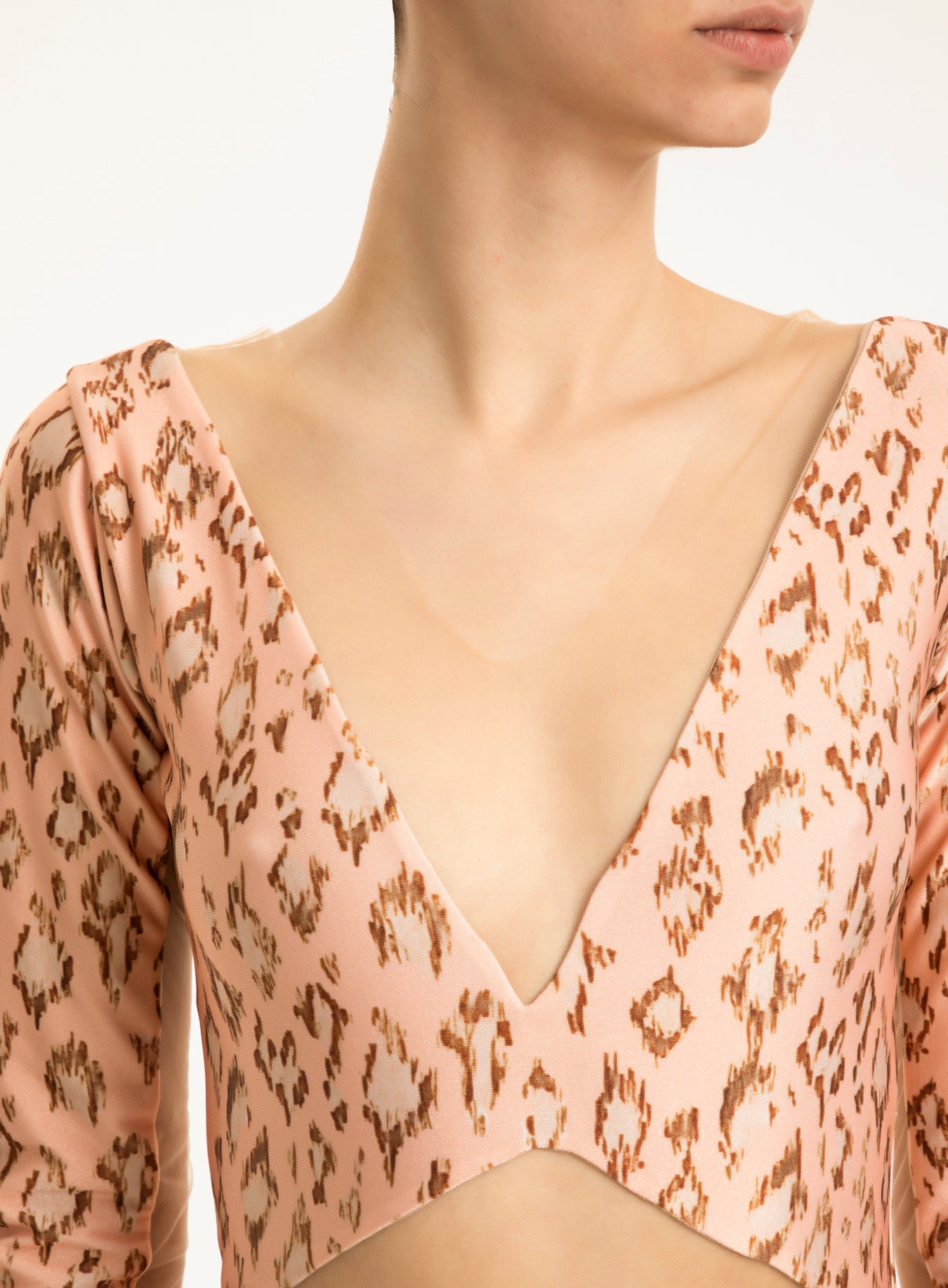 Brush Leopard Pink Tulle Detail Short Dress Top Detail