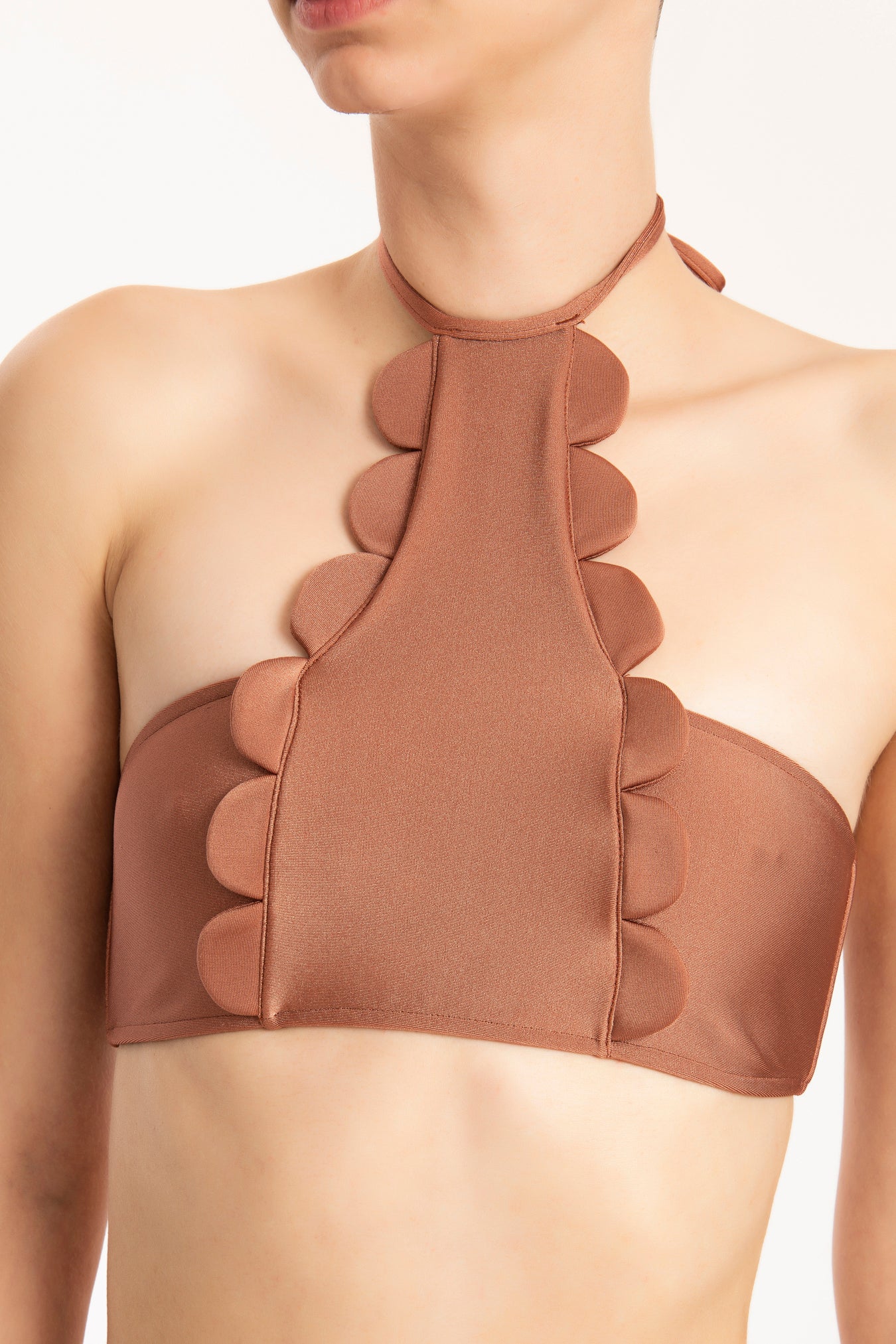 Bubble Brown Halterneck Bikini Top Detail