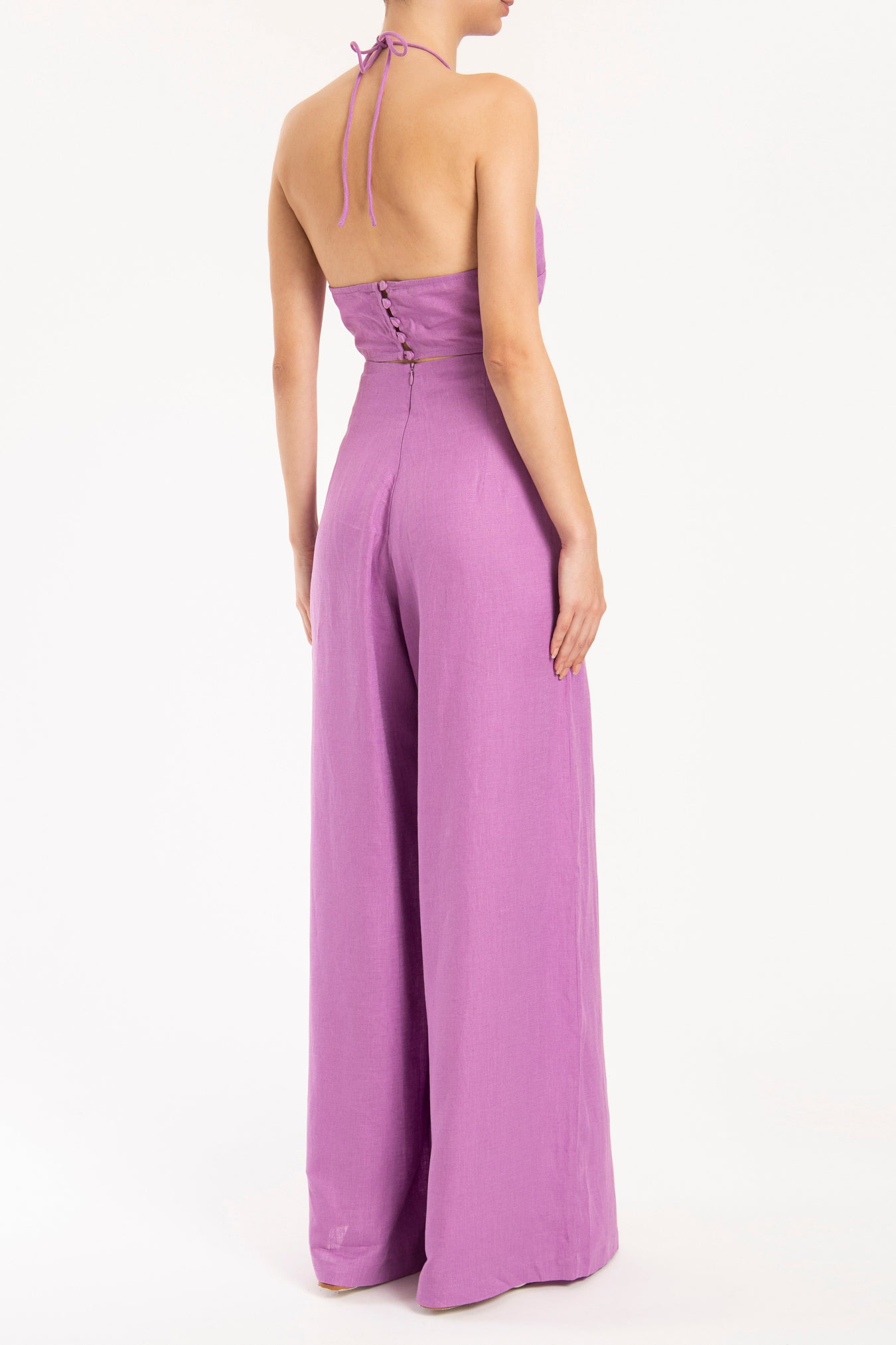 Bubble Purple Cropped Halter Top Back