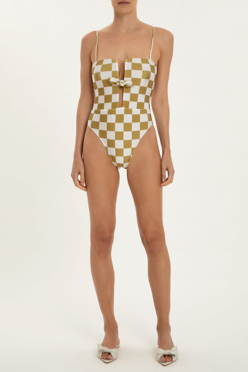 Carre Vintage Swimsuit With Knot Front