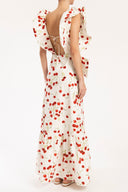 Cherry Bomb Off White Ruffled Long Dress Back