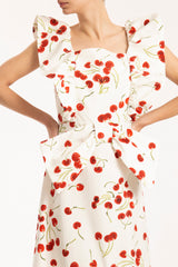 Cherry Bomb Off White Ruffled Long Dress Detail