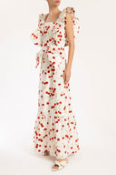 Cherry Bomb Off White Ruffled Long Dress Front 2