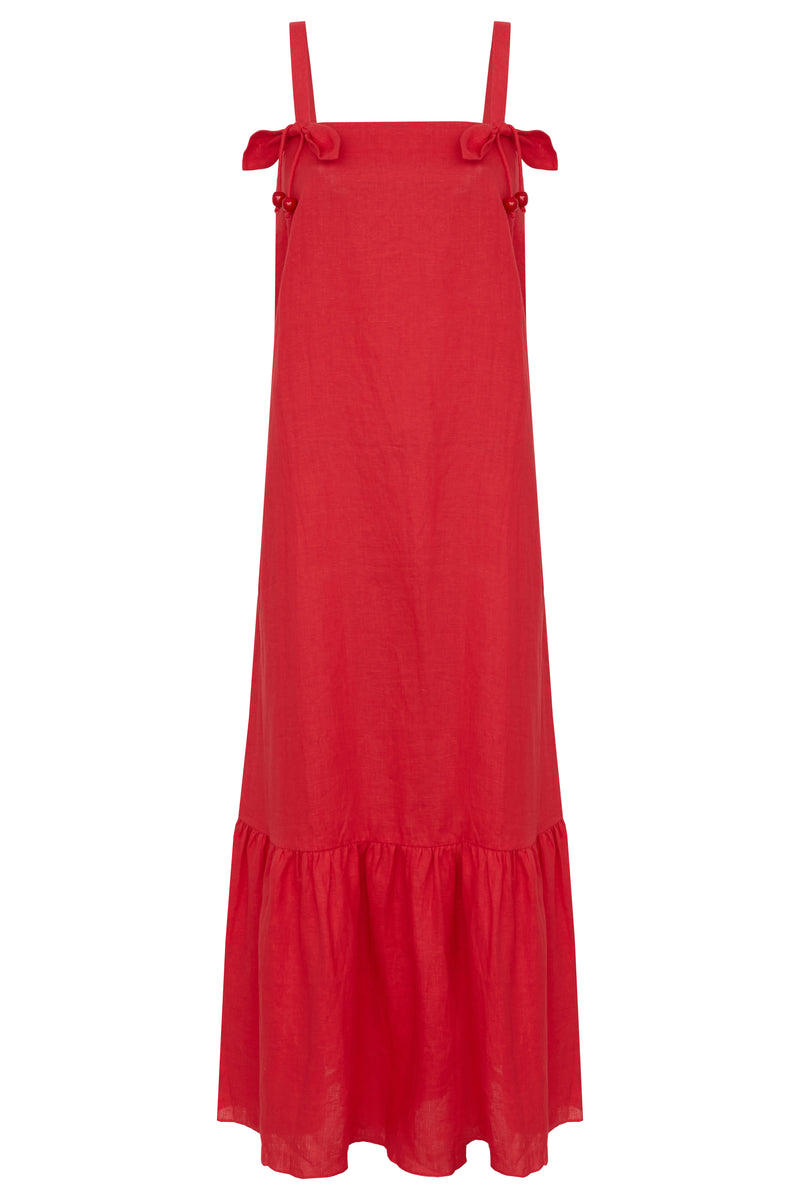 Cherry Bomb Solid Red Long Dress With Straps Product