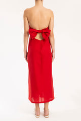Cherry Bomb Solid Strapless Long Dress Back