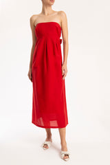 Cherry Bomb Solid Strapless Long Dress Front 2