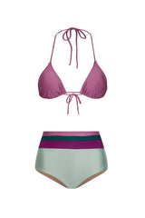 These high-rise briefs bikini with triangle top has a cool combination of colors and are perfect for your next summer scape