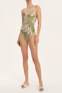 Classic Foliage Basic Swimsuit With Hoops Front 2