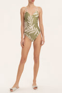 Classic Foliage Basic Swimsuit With Hoops Front 3