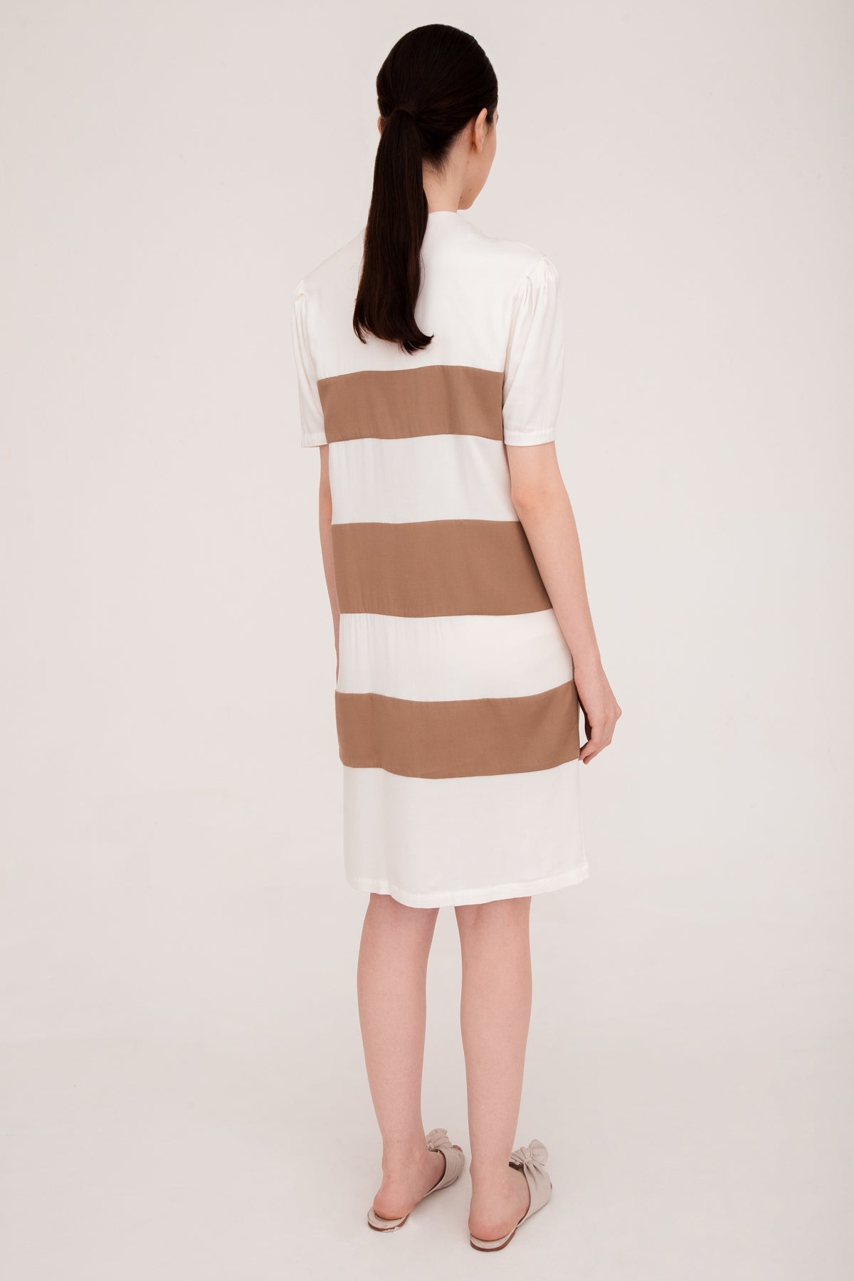 Classic Off White and Nude Short Dress Back