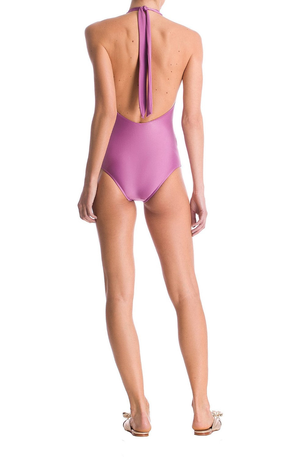 Colorful Flowers Halterneck Swimsuit Back