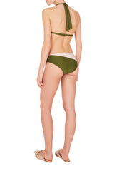 This halterneck long triangle bikini set is made in Brazil from a stretch swim fabric and offer a low-rise fit
