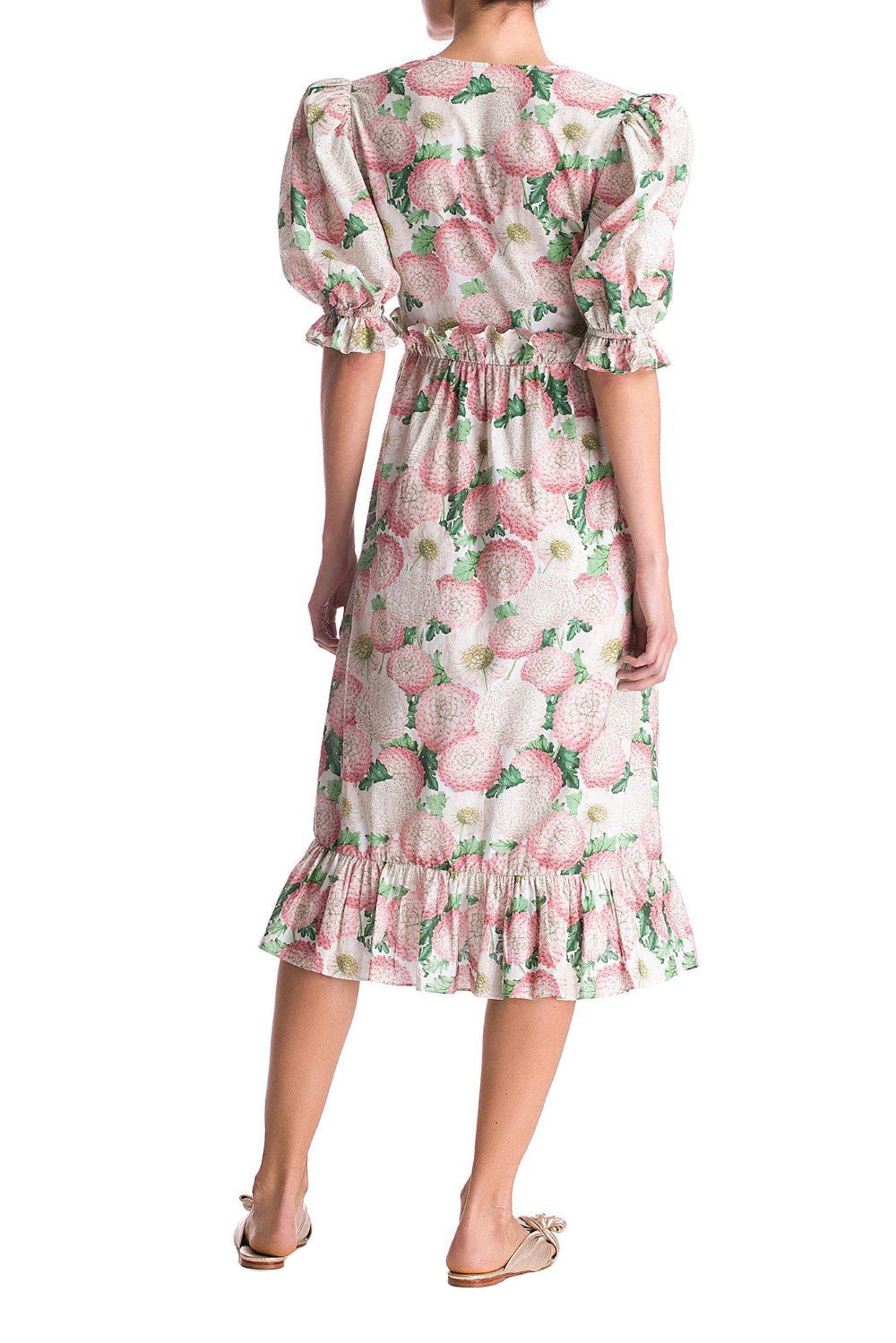 Dahlia Midi Dress With Puff Sleeves Back