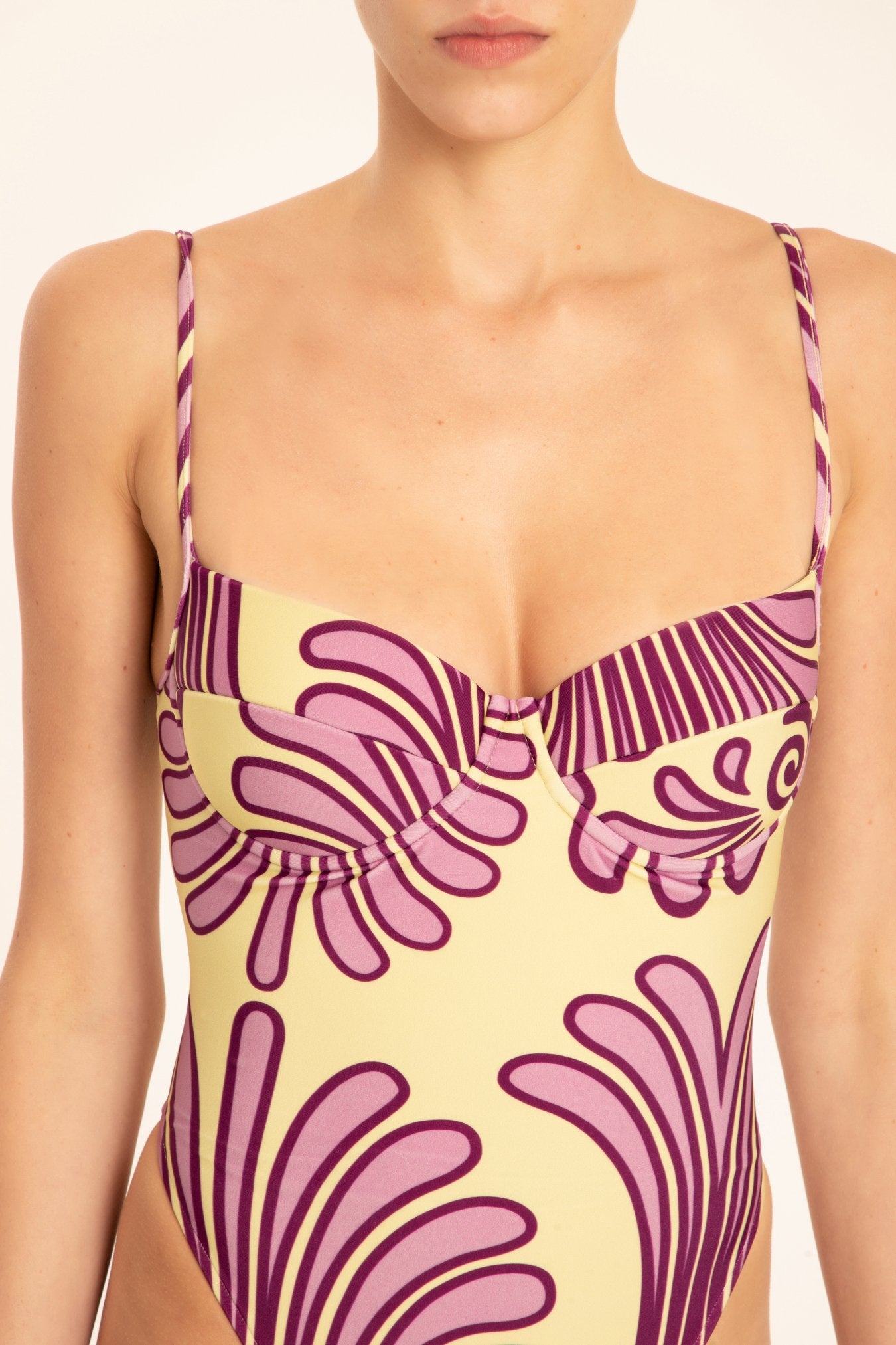 Deco Shell Swimsuit With Straps Detail