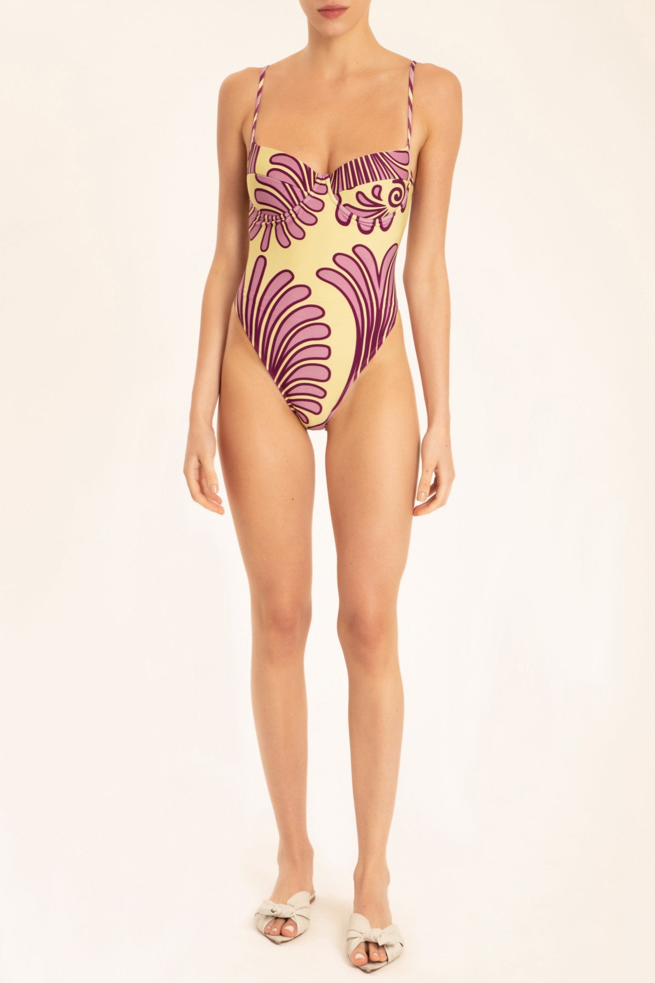 Deco Shell Swimsuit With Straps Front