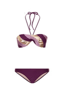 his glamourous bikini is inspired by ´70s swimwear. Made from stretch fabric and metallic details, this top bandeau style is best suited for those with smaller busts