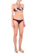 his glamourous bikini is inspired by ´70s swimwear. Made from stretch fabric and metallic details, this top bandeau style is best suited for those with smaller busts