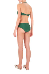 The solid plisse bikini briefs offer good coverage, while the bandeau top minimizes tan lines – it also offers an extra adjustable strap for your comfort fit