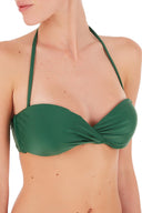 The solid plisse bikini briefs offer good coverage, while the bandeau top minimizes tan lines – it also offers an extra adjustable strap for your comfort fit