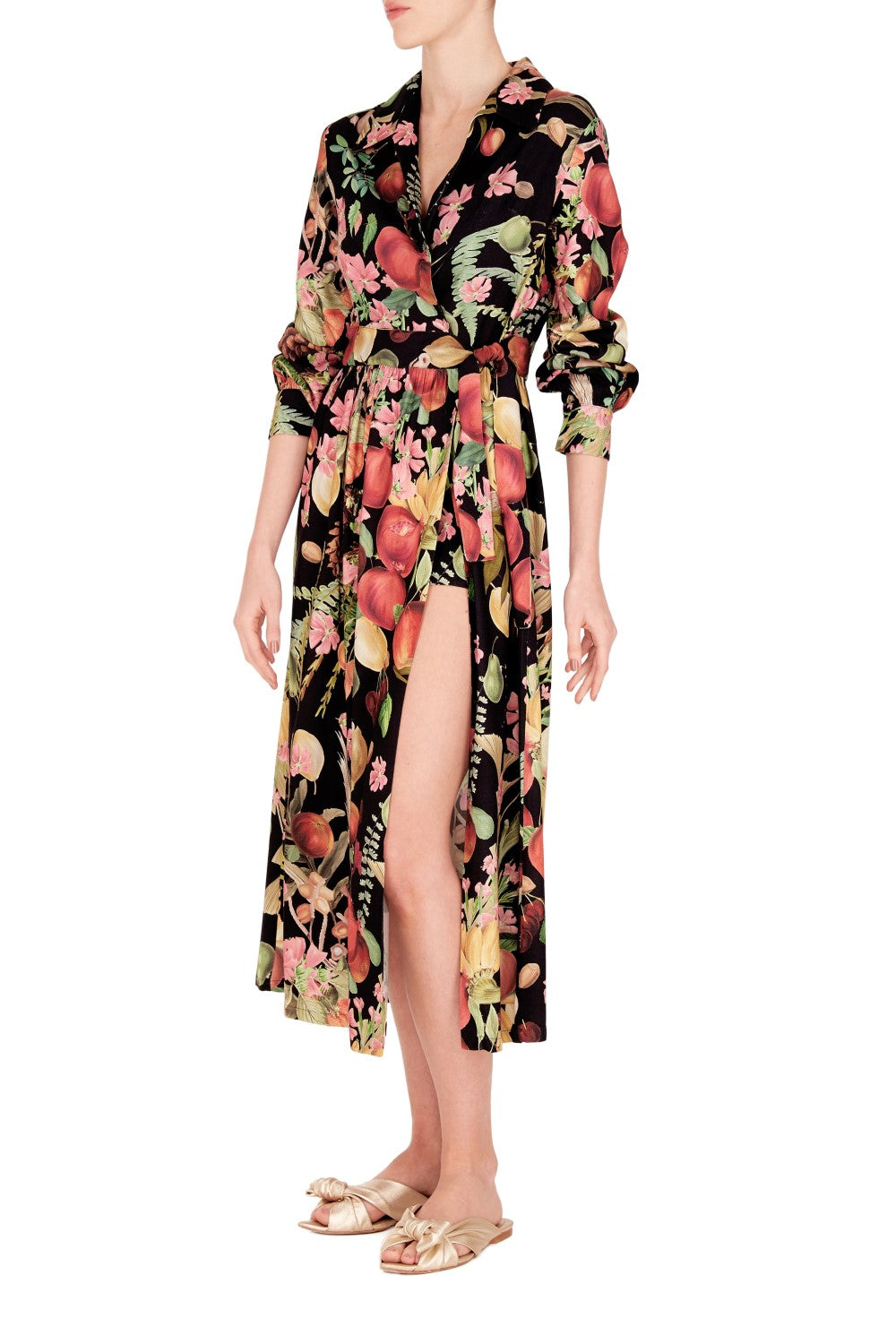 Fruits Exotiques Overlap Long Dress With Shorts Front