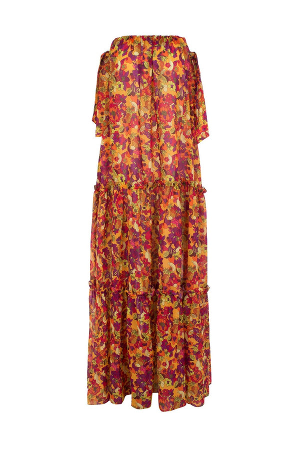 In a colorful retro print mood this maxi dress offers a refined interpretation of the designer’s country, Brazil