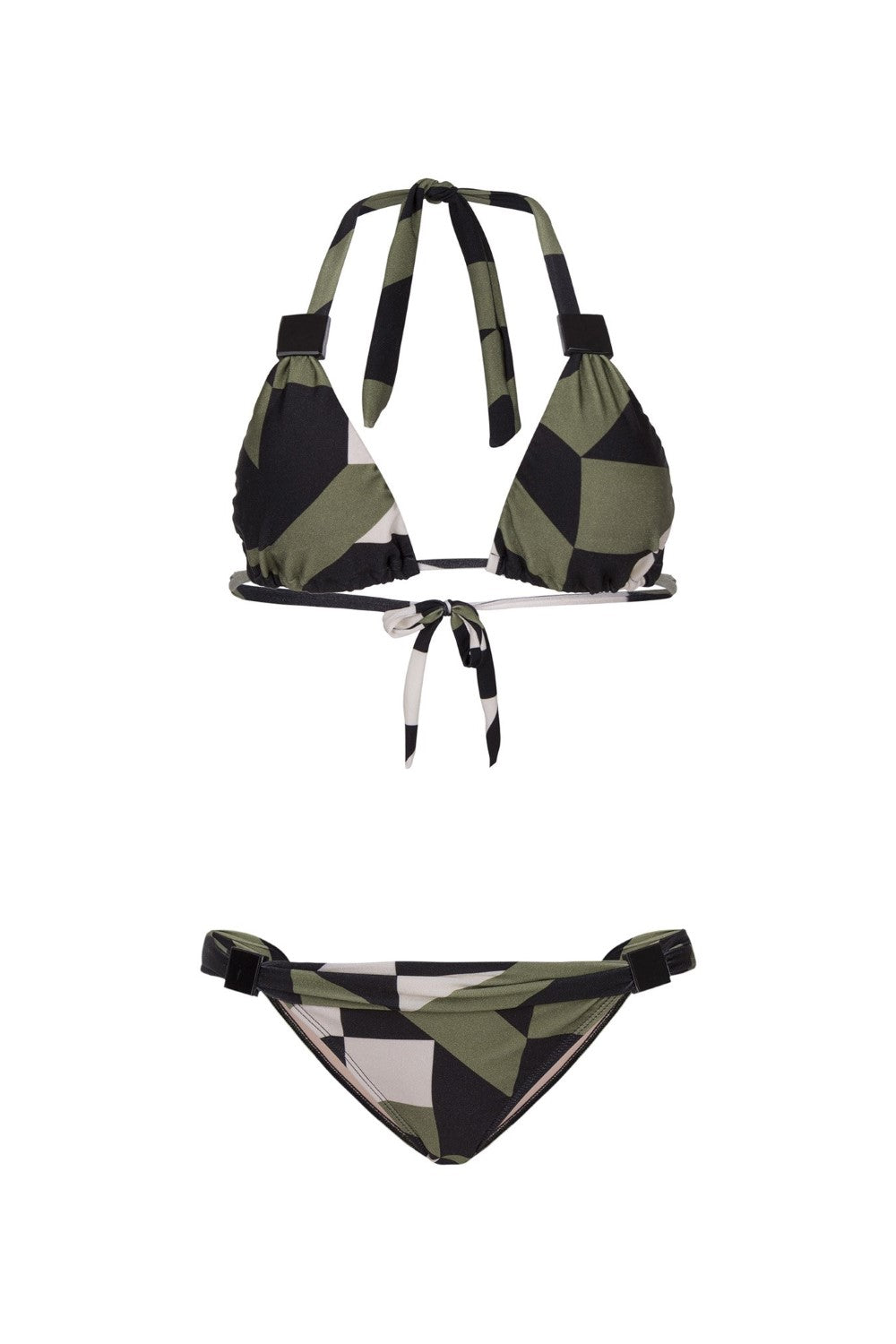 This geometric print bikini is part of the label’s basic-lined collection