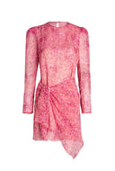 This New Vintage style dress is crafted from lightweight silk with baloon-sleeved silhouette and subtly padded shoulders