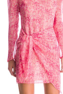 This New Vintage style dress is crafted from lightweight silk with baloon-sleeved silhouette and subtly padded shoulders
