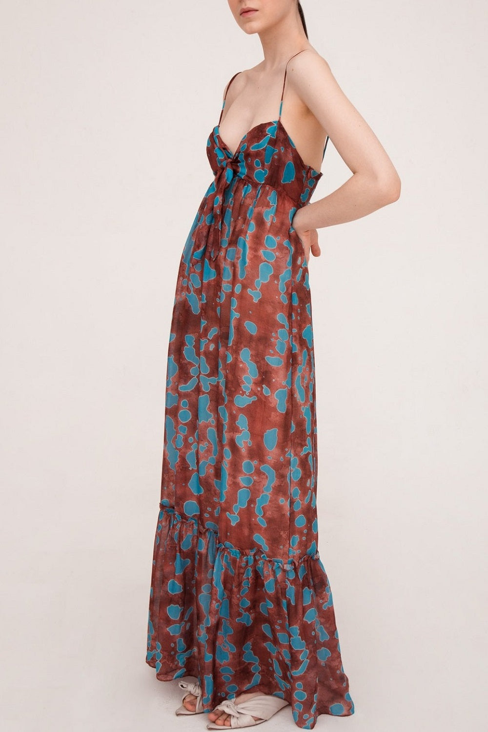 Island Print Long Dress Front