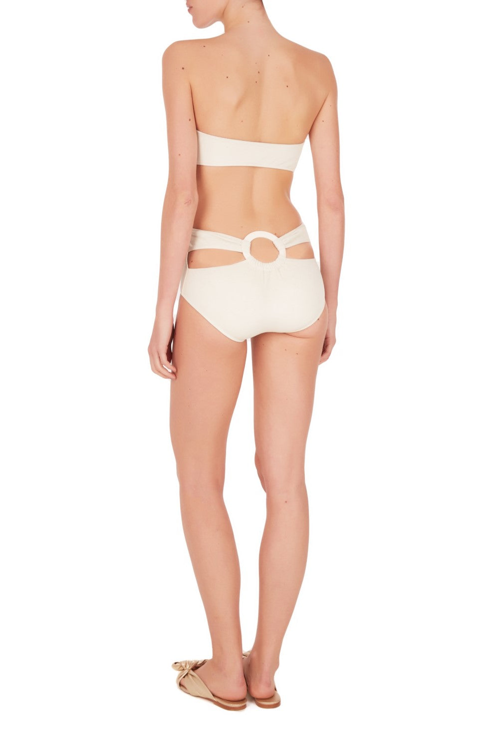 Ivory Hot Pants Bandeau Bikini with Hoop Back