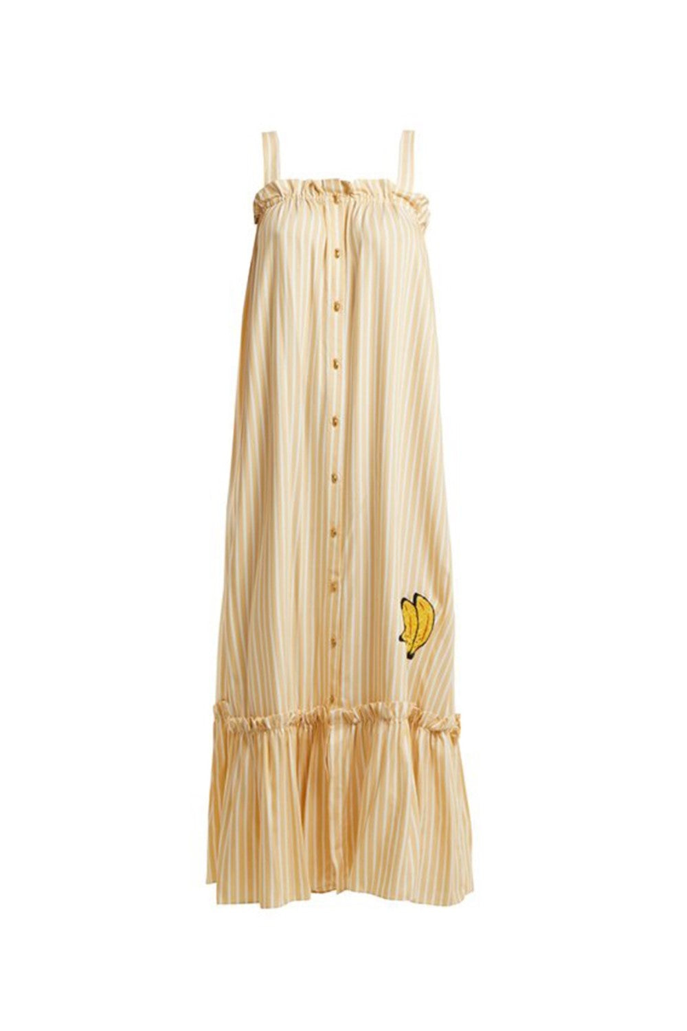 Josephine Striped Yellow Long Dress with Banana Detail Product