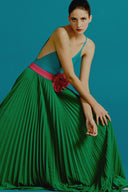 This Le Fleur pleated maxi skirt is perfect for vacations. Slip it on over the swimsuits in solid colors like purple for a sophisticated poolside look