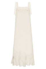 Think about effortless chic pieces to wear day and night like this long dress  with handmade details