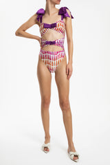 Lipstick Cut-Out Swimsuit With Bows Front