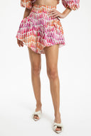Lipstick Ruffled Short Skirt Detail