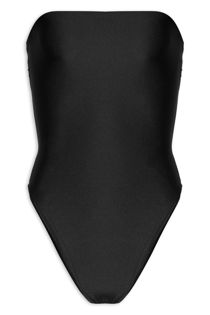 Lipstick Solid Black Strapless Cut-Out Swimsuit Product