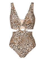 Leopard Cut-Out Swimsuit With Hoop