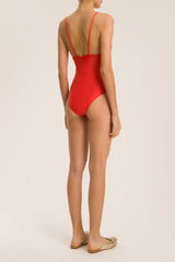 Solid Halterneck Frilled Swimsuit