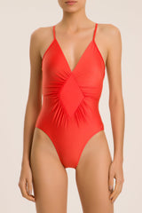 Solid Halterneck Frilled Swimsuit