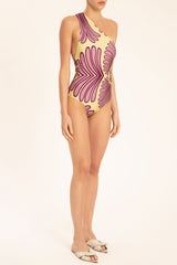 Deco Shell One-Shoulder Swimsuit