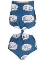 Greek Scenes Swimsuit With Front Knot