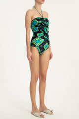 Rio Mosaic Print Strapless Swimsuit