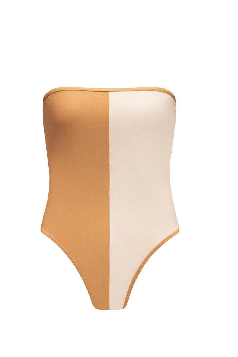 Two Color Strapless Swimsuit