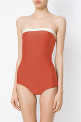 Bicolor Strapless Swimsuit