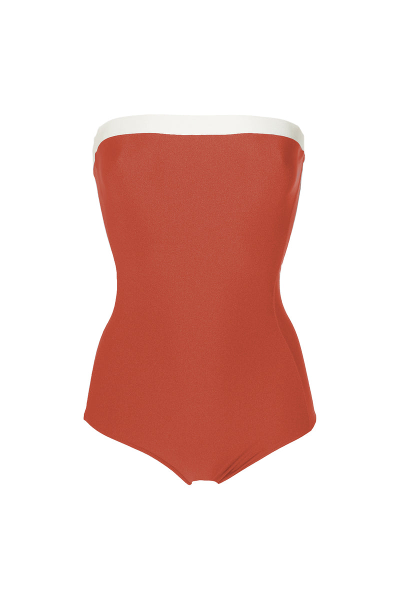 Bicolor Strapless Swimsuit